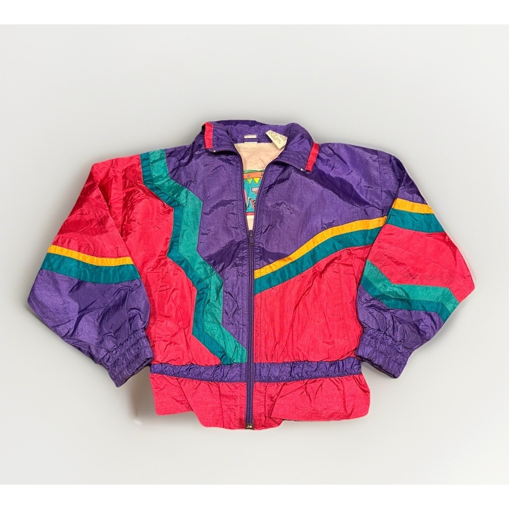 Vintage Outerstuff Girl's Jacket 90's Colorblock Size 5 Colorful Nylon